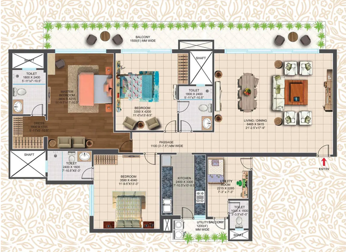 3 BHK 2190 Sq.Ft.